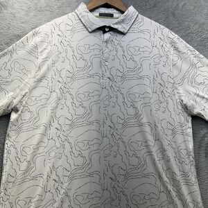 Tasc Performance Polo Shirt Mens XL White Topographic Print Golf Lightweight